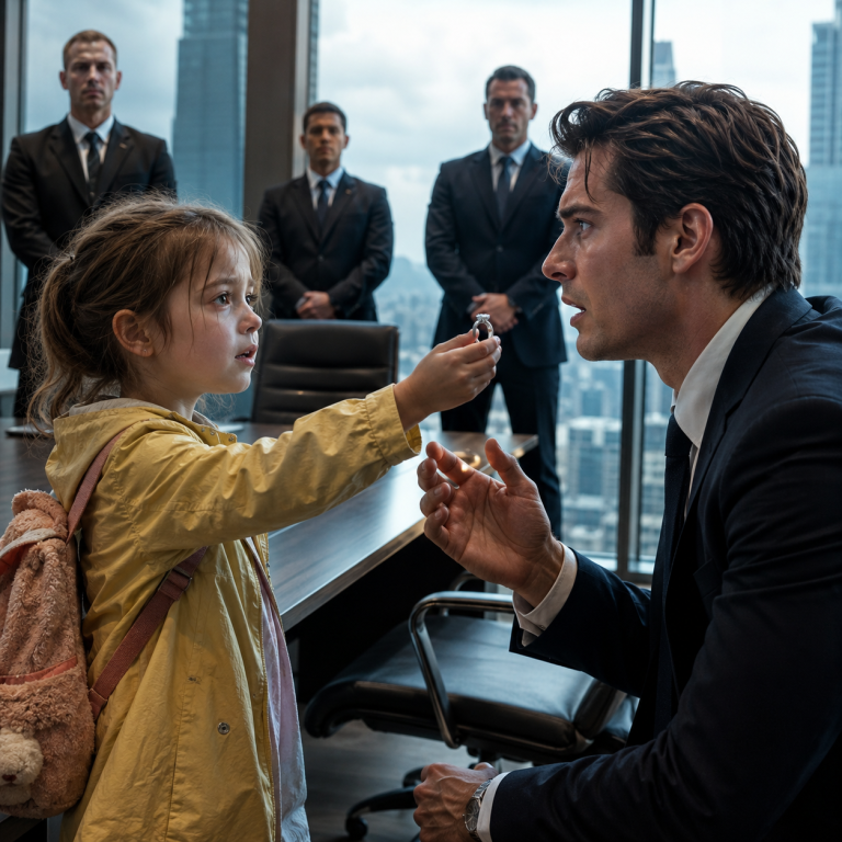 A Billionaire Found a Little Girl Hiding Under His Conference Table—Then She Handed Him His Dead Wife’s Wedding Ring