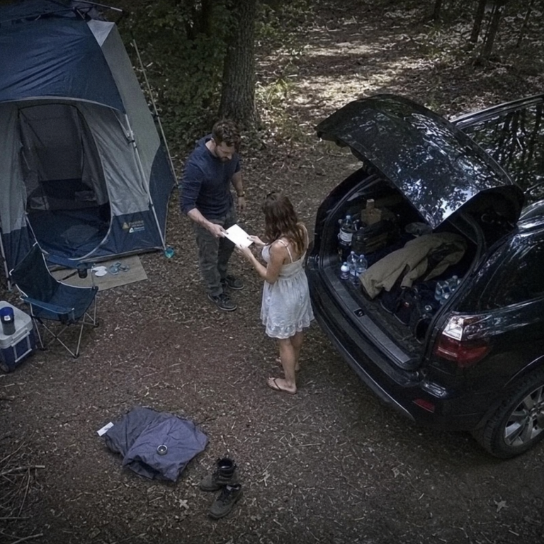 During our weekend camping trip, I made my husband sleep outside the tent while his best friend, Dylan, quietly crawled in beside me, and I said, “Tonight, I need a real man.” Dylan smiled in the darkness and whispered, “It’s just one night, buddy. Don’t be so selfish.” I thought my husband would lose his temper, but he only folded his jacket, placed it by the entrance of the tent, and said, “You always choose wrong without knowing the consequences.” The next morning, he was gone, leaving behind a note that left both of us completely shaken.