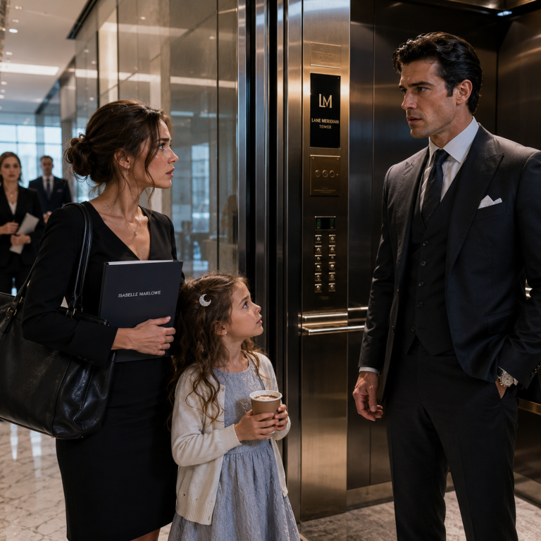 I walked into Lane Meridian Tower for a job interview with my six-year-old daughter, and the billionaire CEO who destroyed my life stepped into the elevator like the past had finally found the right floor.
