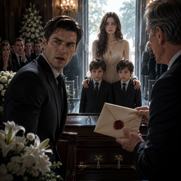 I Was Delivering My Mother’s Eulogy As The Billionaire Chairman Of Our Family Empire When Two Identical Boys Entered The Chapel. They Had My Face—and The Family Lawyer Was Holding An Envelope My Mother Had Forbidden Him To Open.