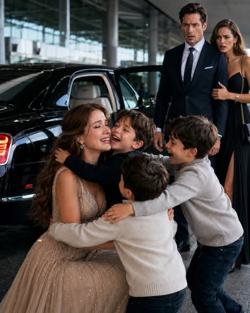 My Billionaire Ex-Husband Sat Beside Me on a Flight Just to Humiliate Me—Then Three Little Boys Ran Out of a Bentley Calling Me “Mom”