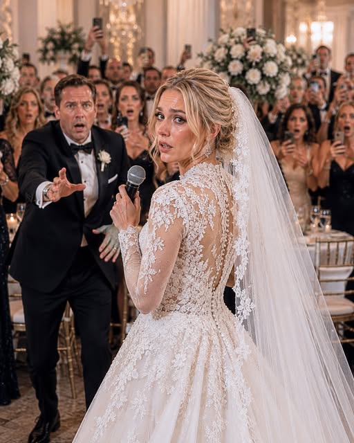 Only fifteen minutes before my wedding was set to begin, I found my parents hidden behind a marble pillar on two cheap plastic chairs while my fiancé’s wealthy family sat proudly in the front row like royalty. My mother squeezed my hand and whispered, “Please don’t let this ruin your day.” But something inside me froze solid. I walked directly to the stage, picked up the microphone, and smiled at every guest in the room.