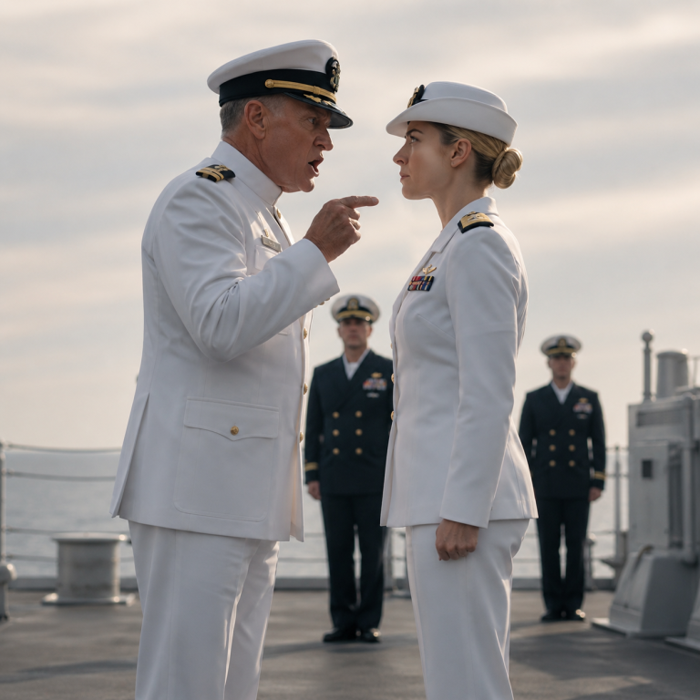 Look At Me, Lieutenant!” The Admiral Snarled—Then Slapped Me So Hard 5,000 Troops Went Silent. I Didn’t Blink. Four SEALs Moved To Tear Him Apart, But One Tiny Signal From My Hand Stopped Them Cold… By Sunset, The Pentagon Knew He Had Just Hit Specter.