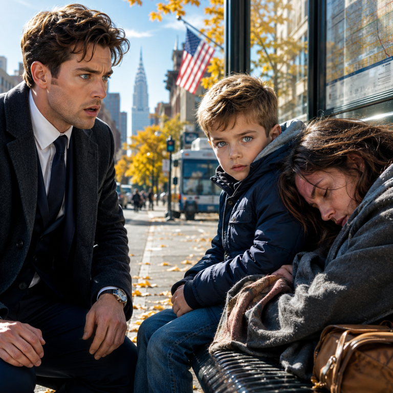 The Billionaire Found His Ex-Wife Sleeping At A Bus Stop — Then The Little Boy Beside Her Looked Up With His Gray Eyes