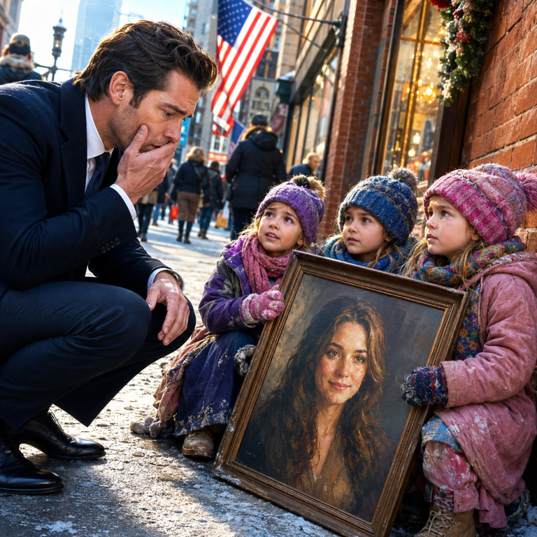 BEGGAR TRIPLETS SELL A PAINTING ON THE STREET — A BILLIONAIRE SEES HIS EX AND FREEZES