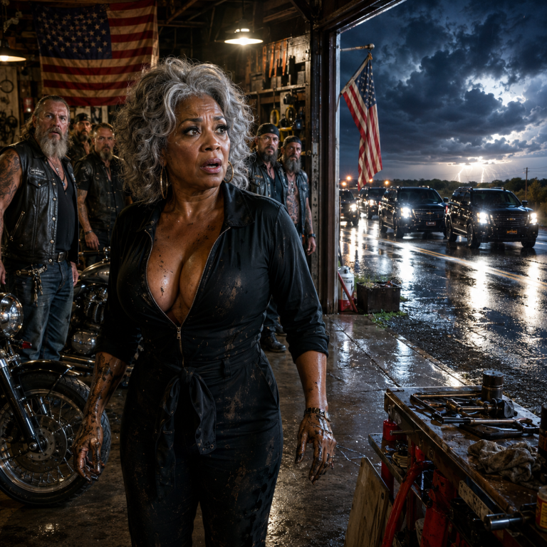 Old Black Female Mechanic Helps Stranded Bikers in the Rain — What Rolls Into Her Shop at Dawn Stuns