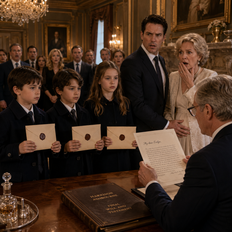 My Ex-Husband Invited Me to His Father’s Will Reading to Prove I Had Never Given His Family an Heir—Then Three Children Walked In Carrying the Old Man’s Private Letters