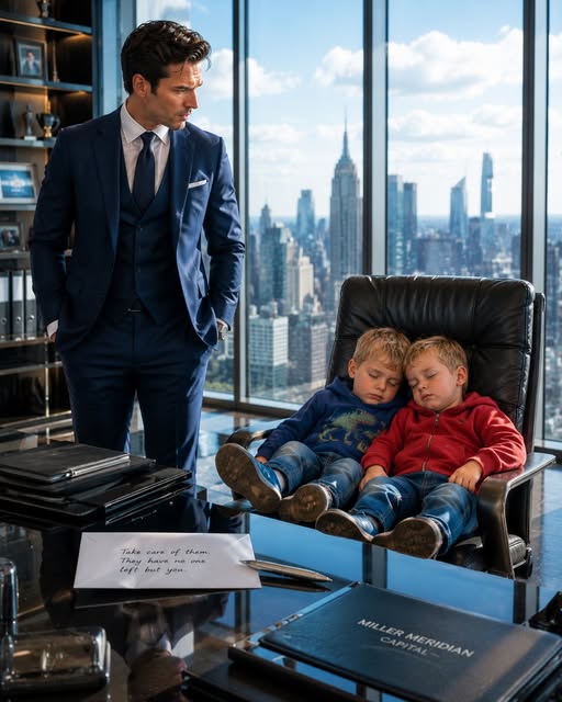 A CEO Found Twins Sleeping in His Office Chair—Then the Note Beside Them Destroyed His Perfect Life. The first thing I saw when I walked into my Manhattan office was not the skyline.
