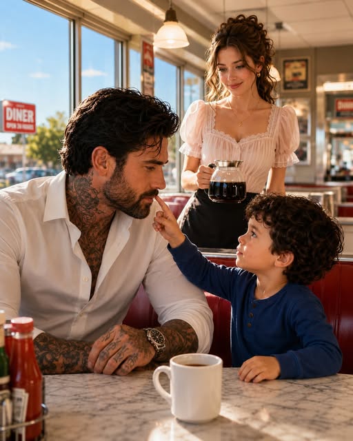 The billionaire believed he could never have a child—until my five-year-old son looked up from a diner booth and asked him, “Sir, why are your eyes wearing my face?”