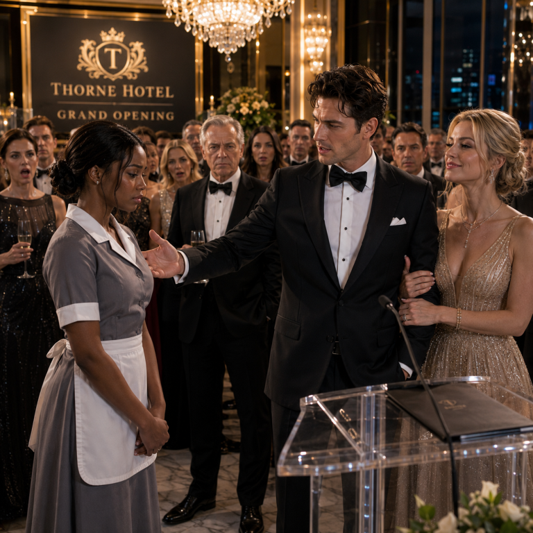 At the Grand Opening of His Newest Hotel, the Billionaire Introduced Me as “Just the Housekeeper”—Until I Stepped to the Microphone and Revealed Who Actually Owned the Ground Beneath the Building
