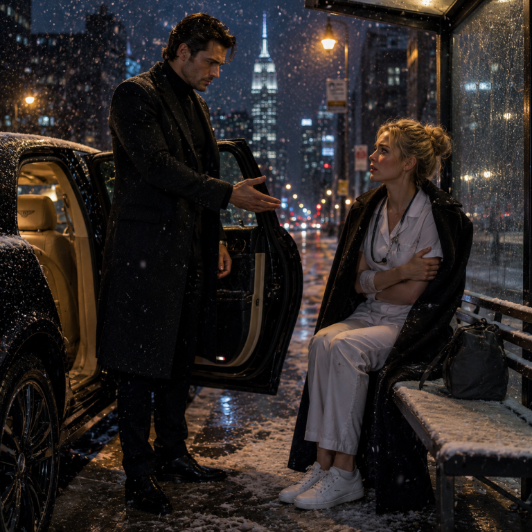 “You’re Coming With Me” Millionaire CEO Found a Freezing Nurse at the Bus Stop—Then Took Her Home…