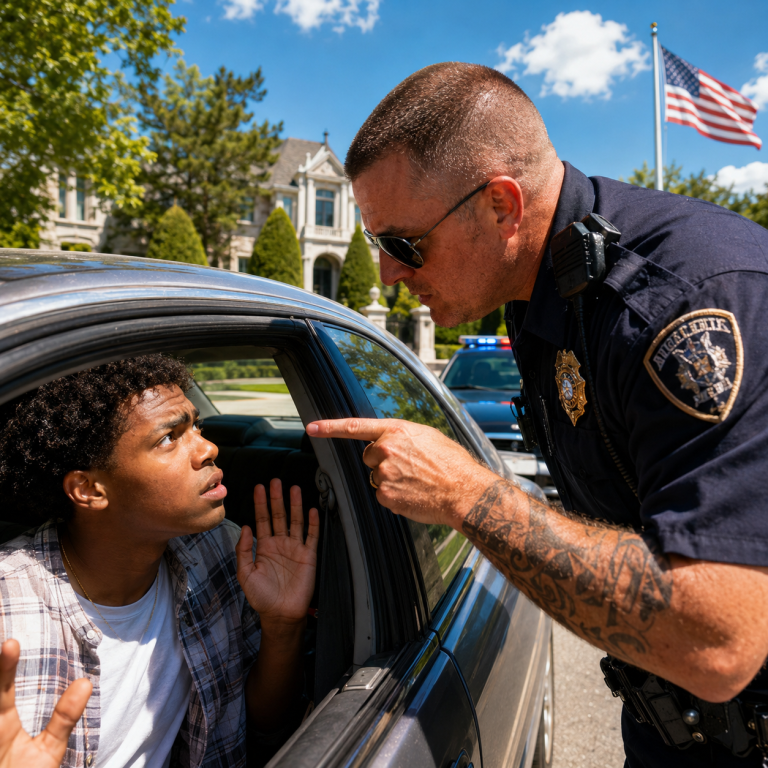 Racist Cop Mocks Black Teen, Instantly Humbled When His Navy Seal Commander Steps In